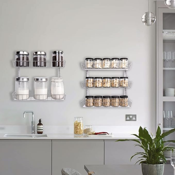 SWOMMOLY Adjustable Wall Mount Spice Rack, 6-Tier Dual-use Organizer - Image 5