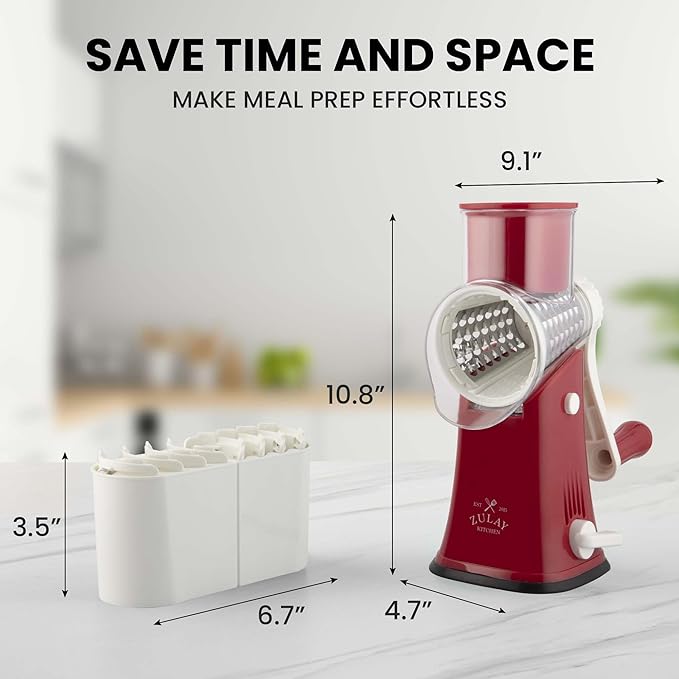 Zulay Kitchen Rotary Cheese Grater 5 Blade Cheese Shredder - Image 10