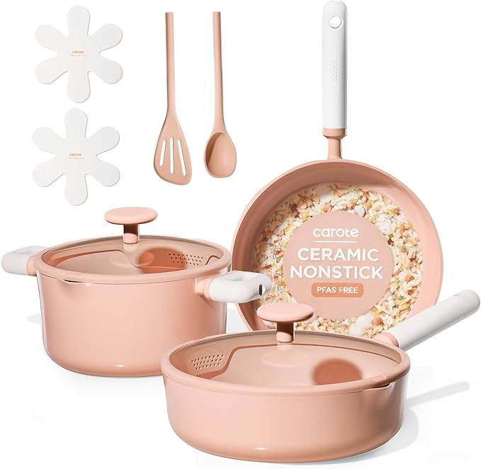 CAROTE Pots and Pans Set Nonstick, Ceramic Cookware Set, PFAS PTFE Free by CAROTE