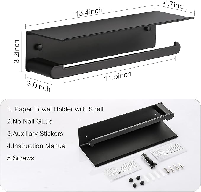 Paper Towel Holder Wall Mount for Kitchen, Self-Adhesive Paper Towel Holder - Image 5