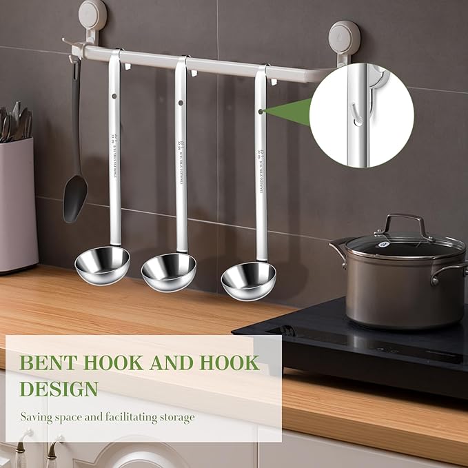 8pcs Stainless Steel Ladle 2 Oz Soup Ladle 10" long Spoon Heavy-Duty Metal - Image 7