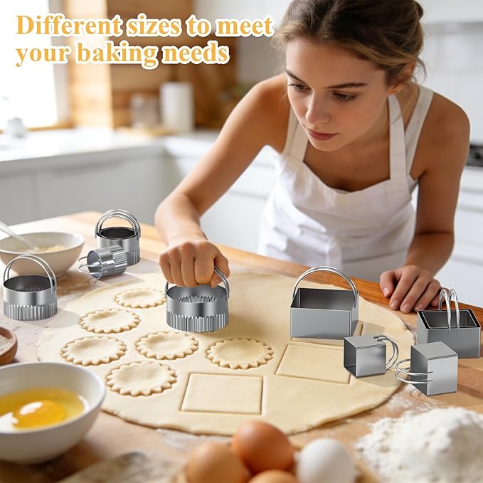 Biscuit Cutter Set of 10 pcs, Square and Fluted Cookie Cutter Set - Image 6