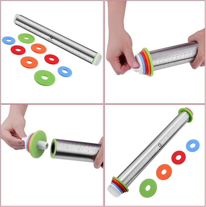 Rolling Pin and Pastry Baking Mat Set, Rolling Pins - Image 3
