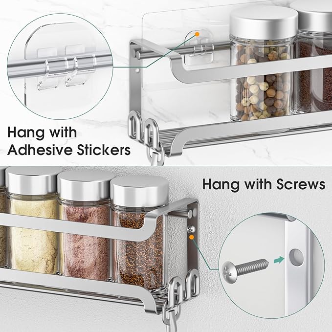 LUCYCAZ 4 Pack Wall Mounted Spice Rack - Image 5
