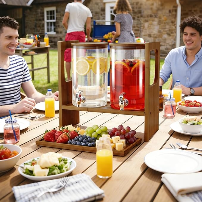 2 PCS 1.2 Gallon Drink Dispenser, Glass Beverage Dispenser - Image 2