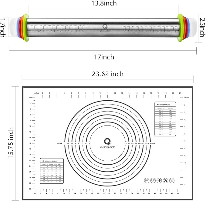 Rolling Pin and Pastry Baking Mat Set, Rolling Pins - Image 5