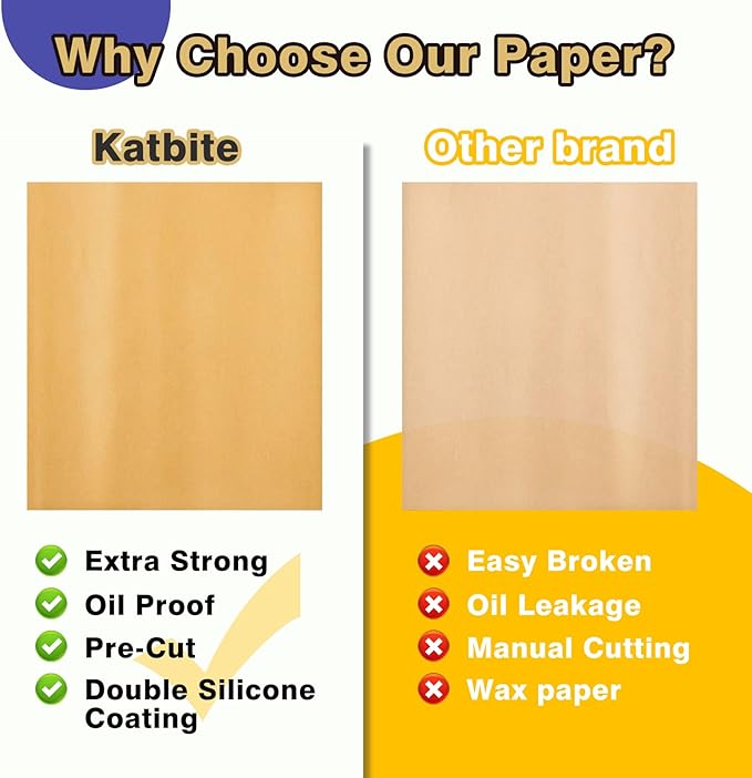 Katbite 12x16 Inch Parchment Paper Sheets, Pre cut Unbleached Baking Paper - Image 5