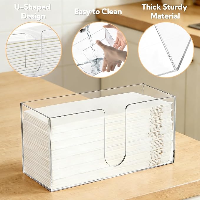 ZAVOOS 2 Pack Acrylic Paper Towel Holder, Folded Countertop Z-fold C-fold - Image 4