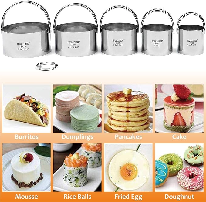 HULISEN Stainless Steel Biscuit Cutter Set, Flour Duster, Pastry Scraper and - Image 7