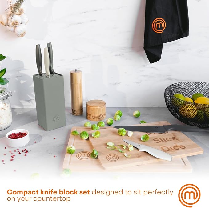 MasterChef Knife Block Set of 6 Kitchen Knives, Extra Sharp Stainless Steel - Image 3