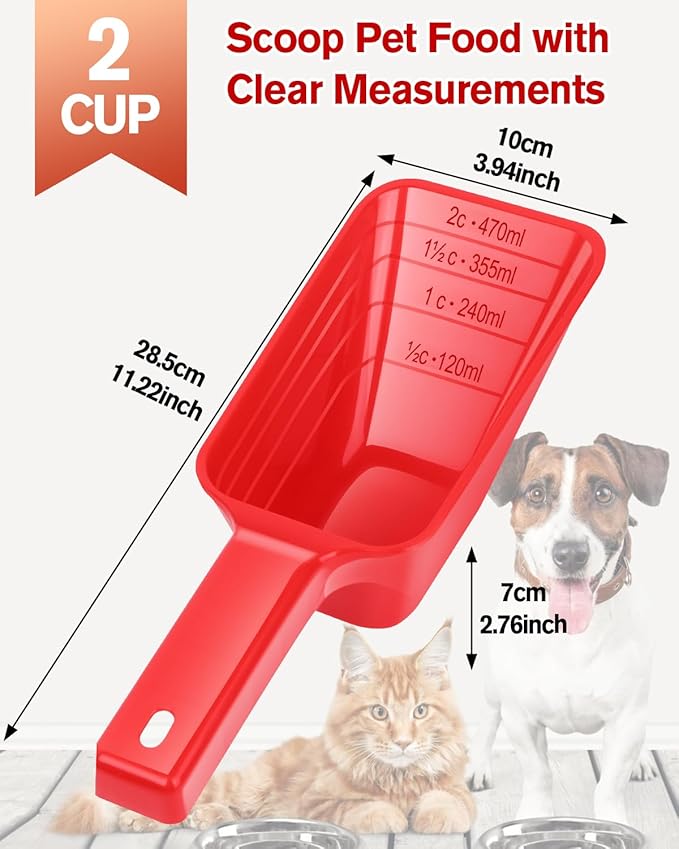 2 Cup Dog Food Scoop, Plastic Pet Food Scoop - Image 2