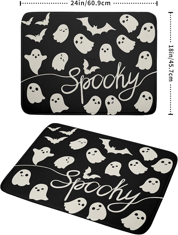 Halloween Dish Drying Mat for Kitchen Counter 18x24 Cute Ghost Black Spooky - Image 2