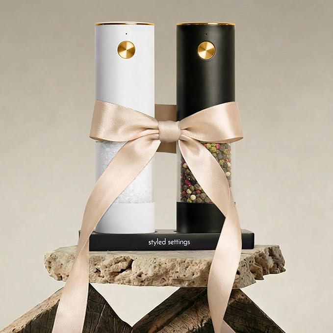 Rechargeable Electric Salt and Pepper Grinder Set – Sleek Stainless Steel White - Image 9