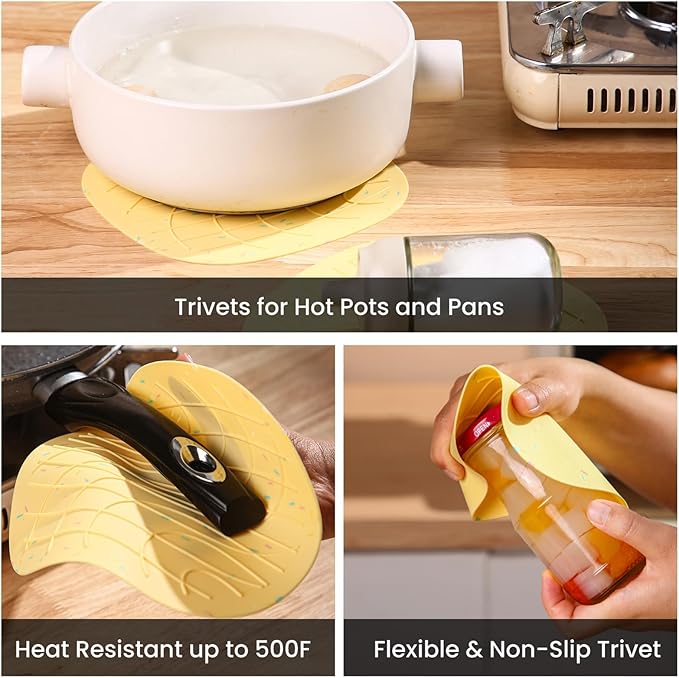 4 Pieces Oven Mitts and Pot Holders of Macaron Color Thickened Non-Slip - Image 3