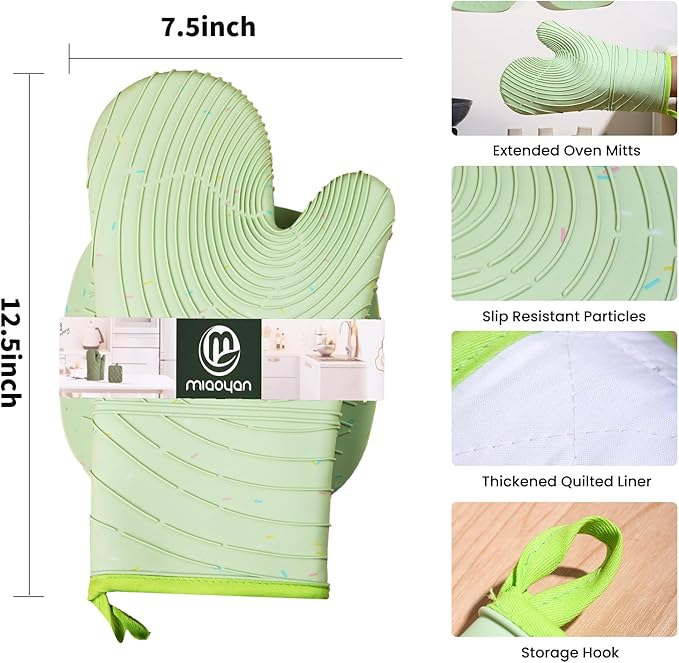 4 Pieces Oven Mitts and Pot Holders of Macaron Color Thickened Non-Slip - Image 2