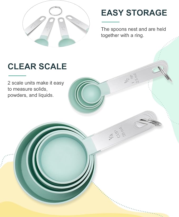 Measuring Cups and Spoons Set of 8 Pieces, nesting measuring cups - Image 5