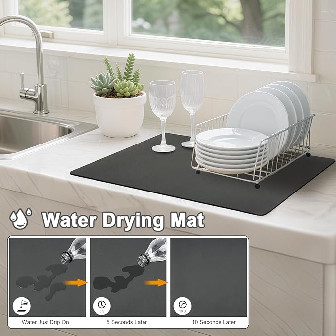 Dish Drying Mats for Kitchen Counter, Waterproof Coffee Mat for Countertop - Image 2