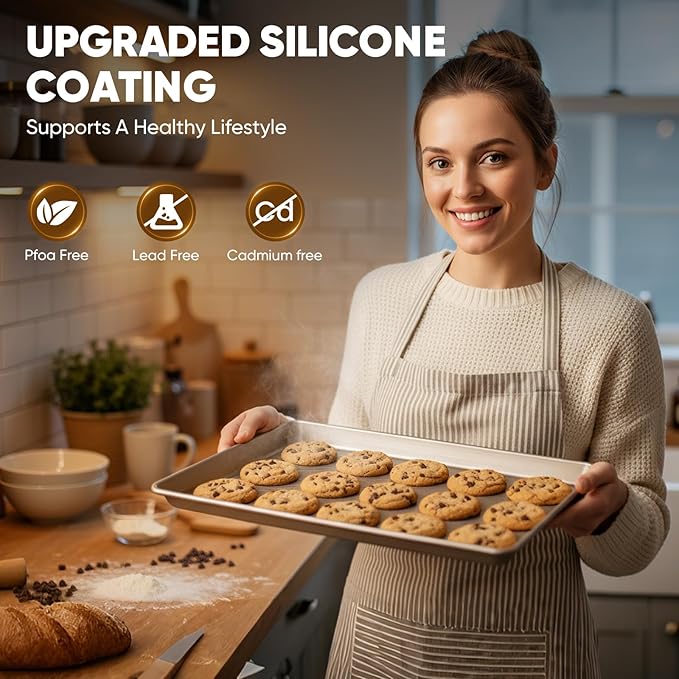 Sakerplus Nonstick Baking Sheet Pan Set of 3, Heavy Duty Cookie Sheets - Image 6