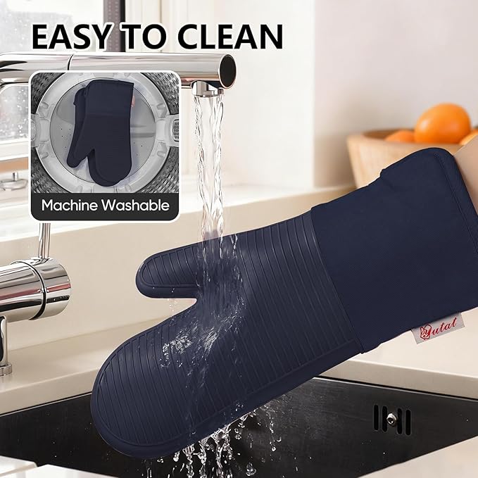 YUTAT Silicone Oven Mitts, High Heat Resistant Up to 500 Degrees, Waterproof - Image 6