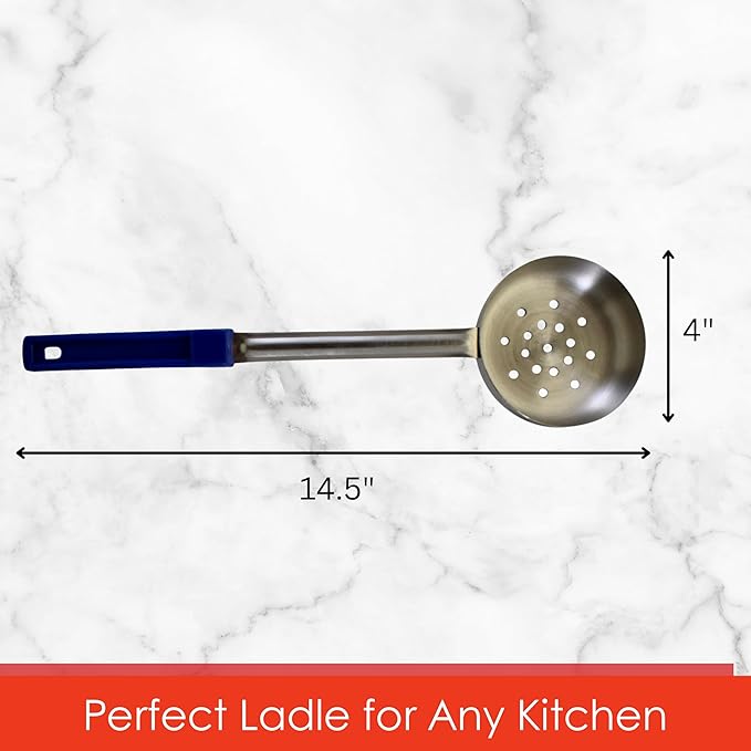 8 Ounce Slotted Stainless Steel Portion Control Ladle Spoon - Image 4