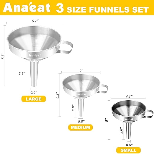Anaeat Stainless Steel Kitchen Funnel, Oils & 1 Pc Cleaning Brush - Image 6