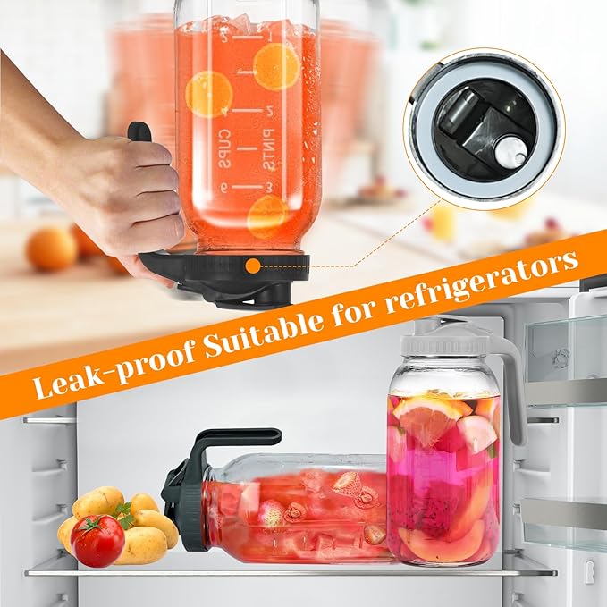 2 Pack Glass Pitchers with Lid, 64 oz Sun Tea Pitcher, Half Gallon Mason Jar - Image 5