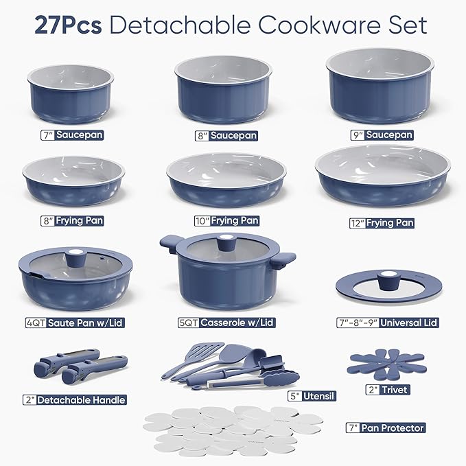 CAROTE 27pcs Ceramic Cookware Set Nonstick, Pots and Pans Set Non Stick - Image 2