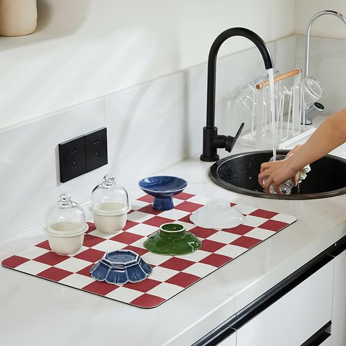 Ohocut Checkered Dish Drying Mat - Image 2