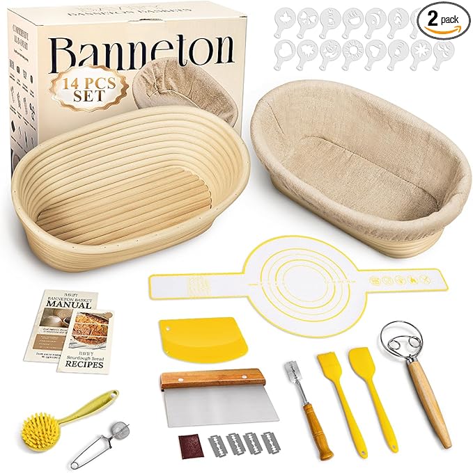 Sourdough Starter Kit, Banneton Bread Proofing Baskets Set, Sourdough Bread by BavifyBaking