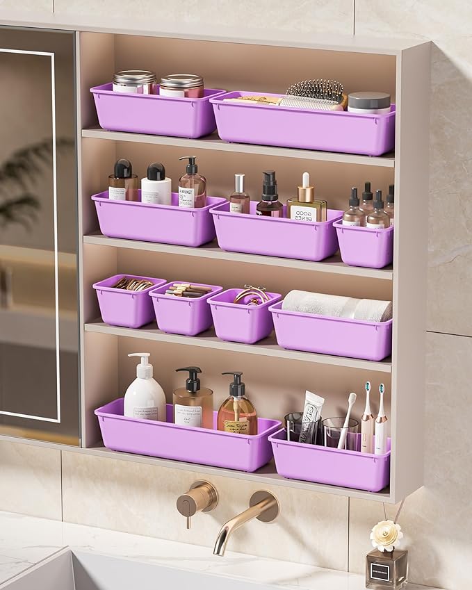 KEMETHY 25 PCS Plastic Drawer Organizers Set, 4 Sizes Vanity Organizer - Image 7