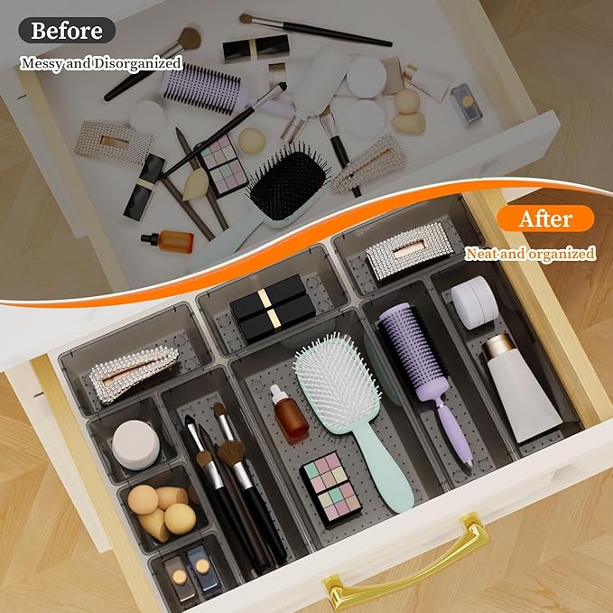 StorMiracle 32 PCS Clear Plastic Drawer Organizer Set, 4-Size vanity organizer - Image 5