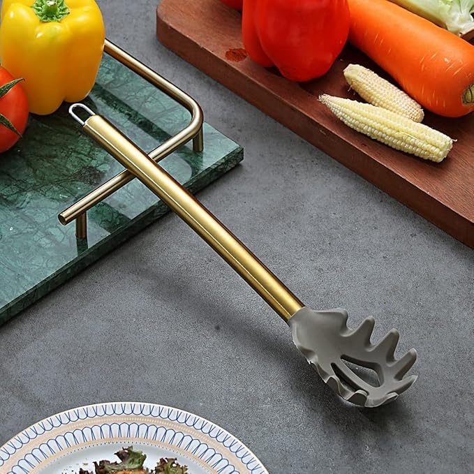 Gold Spaghetti Spoon, Berglander Non-stick Silicone Pasta Server - Image 3