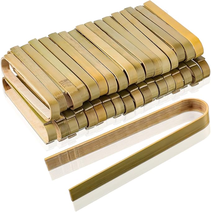 150 Pieces Mini Bamboo Disposable Tongs 4 Inch Bamboo Toast Tong Wooden Cooking by Sieral