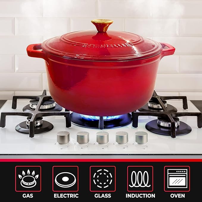 MUELLER HOME 4.5 QT Enameled Cast Iron Dutch Oven, Heavy-Duty Casserole Dish - Image 5