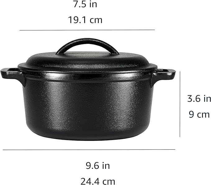 Amazon Basics Pre-Seasoned Cast Iron Mini Dutch Oven Pot - Image 4