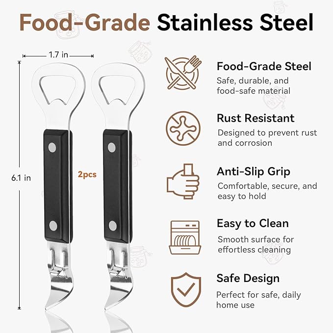 Anyongora 2-in-1 Can Punch Opener & Bottle Opener, Can Opener, Stainless Steel - Image 4