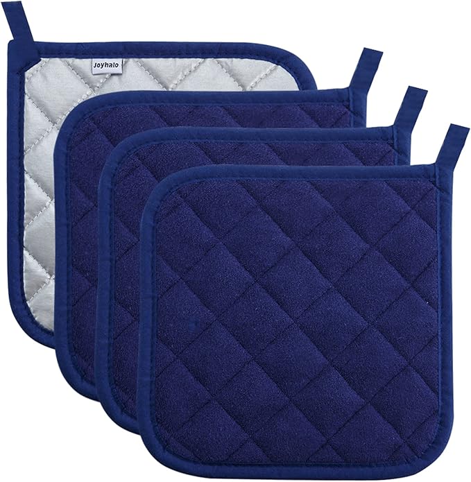 Joyhalo 4 Pack Pot Holders for Kitchen, Cotton Oven Holder by Joyhalo