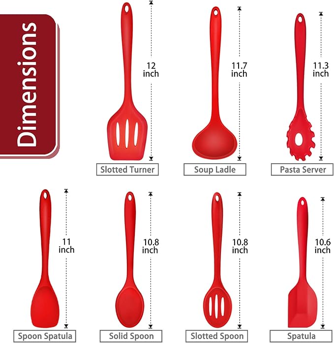 P&P CHEF Silicone Cooking Utensils Set of 7, Heat-proof Kitchen Utensils Set - Image 2