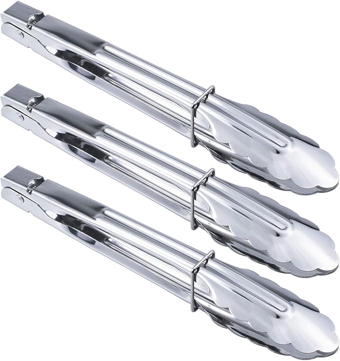 HINMAY Stainless Steel Serving Tongs Metal Cooking Tongs by HINMAY