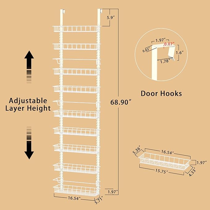 Churboro Over the Door Pantry Organizer Rack - Image 2