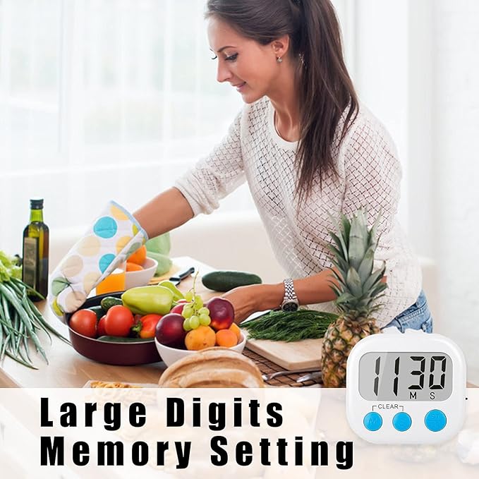 6 Pack Digital Kitchen Timers for Cooking Magnetic Timer for Cooking Loud Alarm - Image 6