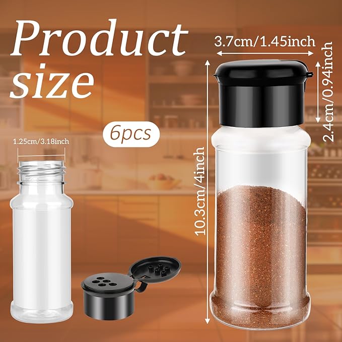 TIESOME 6 Pcs Plastic Spice Jars - Image 2