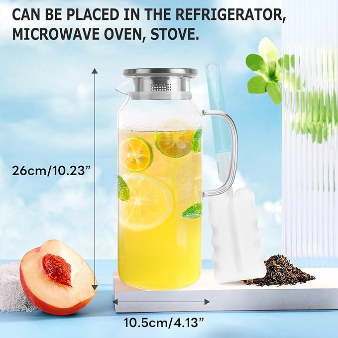 Yirilan Glass Pitcher, 2 Liter Water Pitcher - Image 2