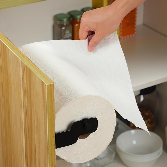 ZUNTO Black Paper Towel Holder Cabinet Door or Under Cabinet - Image 4
