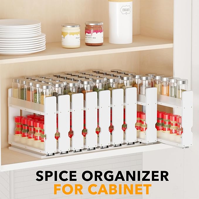 SpaceAid Bamboo Pull Out Spice Rack Organizer - Image 6