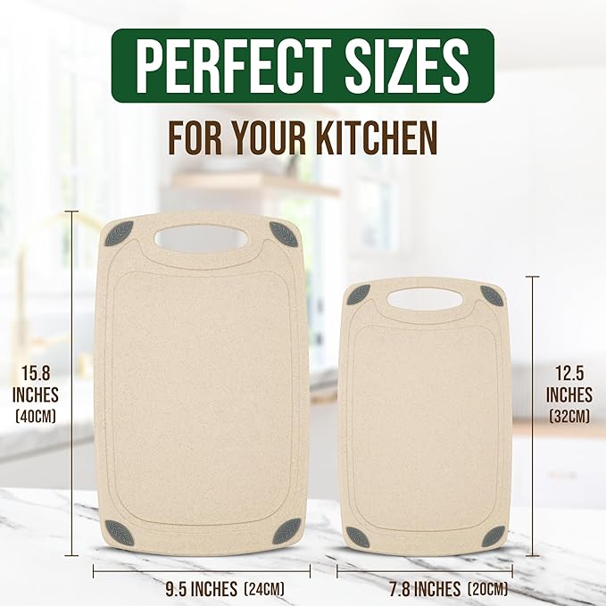 AXIOM CREATIONS 2-Piece Reversible Cutting Board Set Made from Natural Food - Image 4