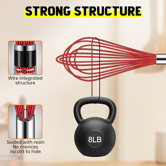 HOTEC 4 Pieces Silicone Whisks Set, Wire Balloon Whisks Egg Beater, Non-slip - Image 4