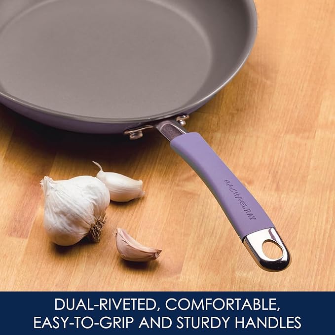 Rachael Ray Cucina Nonstick Cookware Pots and Pans Set, 12 Piece, Lavender - Image 5