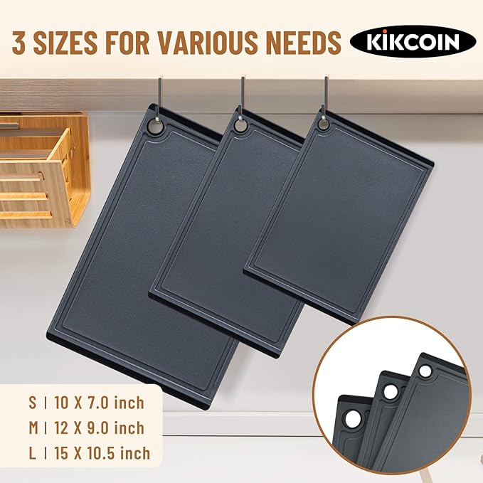 Kikcoin Plastic Cutting Boards for Kitchen, 3-Piece Large Cutting Board Set - Image 2