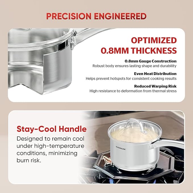 SUNHOUSE – 3 Quarts Stainless Steel Sauce Pan - Image 4